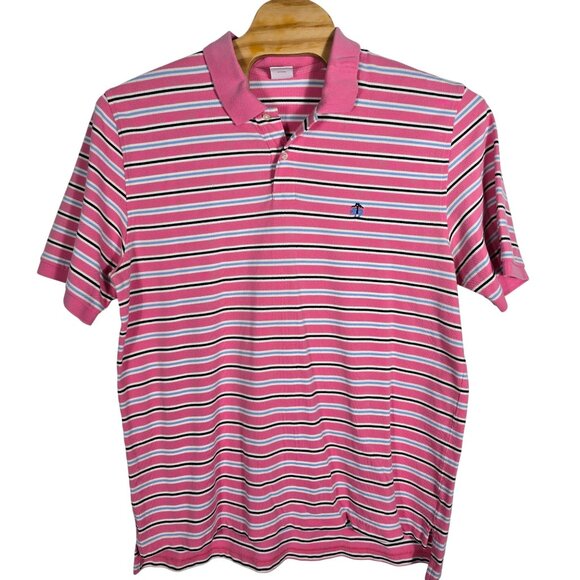Brooks Brothers Golf Polo Shirt XXL Men's Pink Striped Logo Short Sleeve - Picture 2 of 5